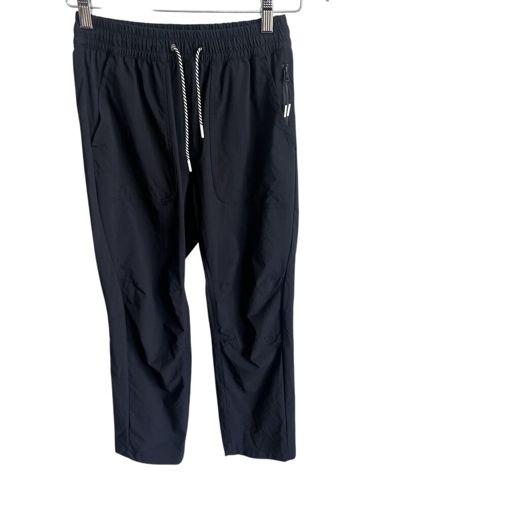 Bearded Goat Pull On Pants Black Athletic Jogger Sweatpants Elastic Waist Men XS